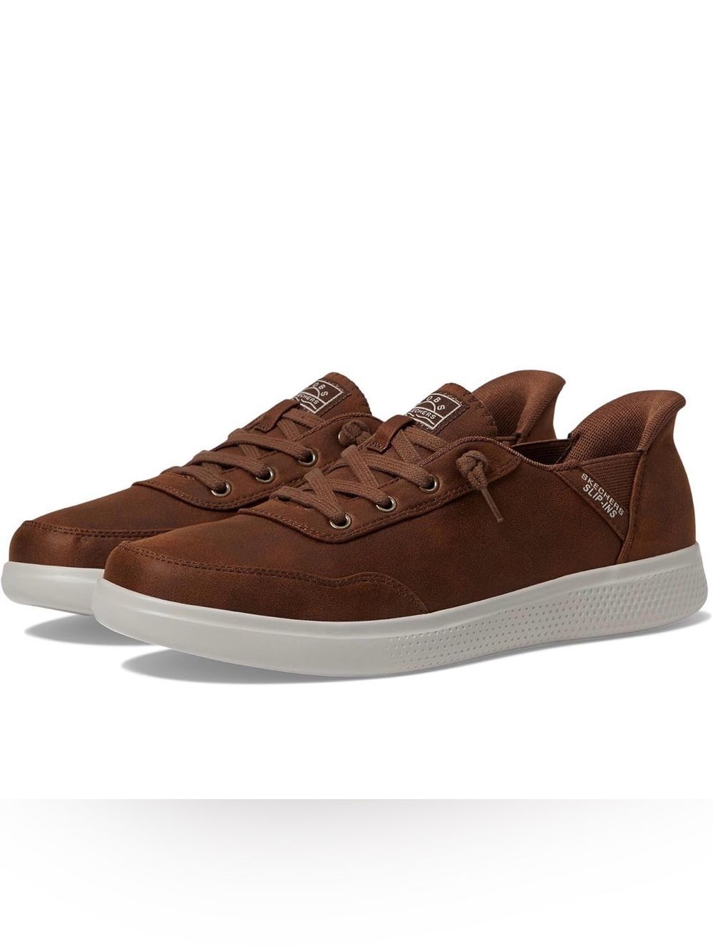 6.5 Skechers Women's Slip-ins: Bobs Skip Cute - B Cute Cozy brown memory foam